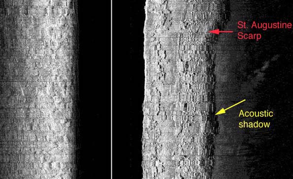 Raw side scan sonar record