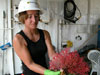 Gail Samples displays a coral collected during one of the day’s dives.