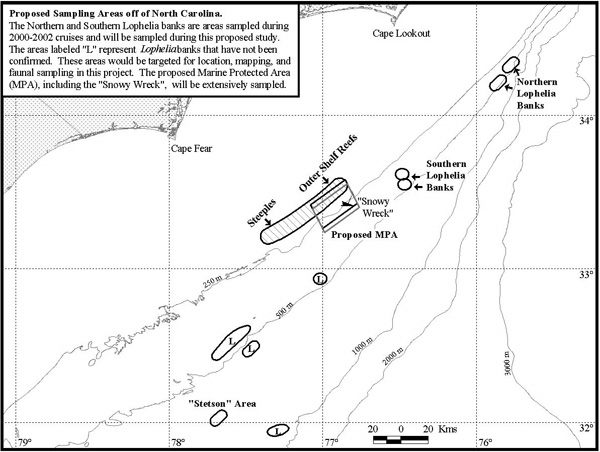 Northern and Southern Lophelia Banks areas sampled during this proposed study.