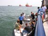 Some of the science crew, going ashore to sightsee in Galveston.