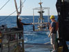 The Sea-Bird 19plus CTD being recovered from the port side of the Nancy Foster.