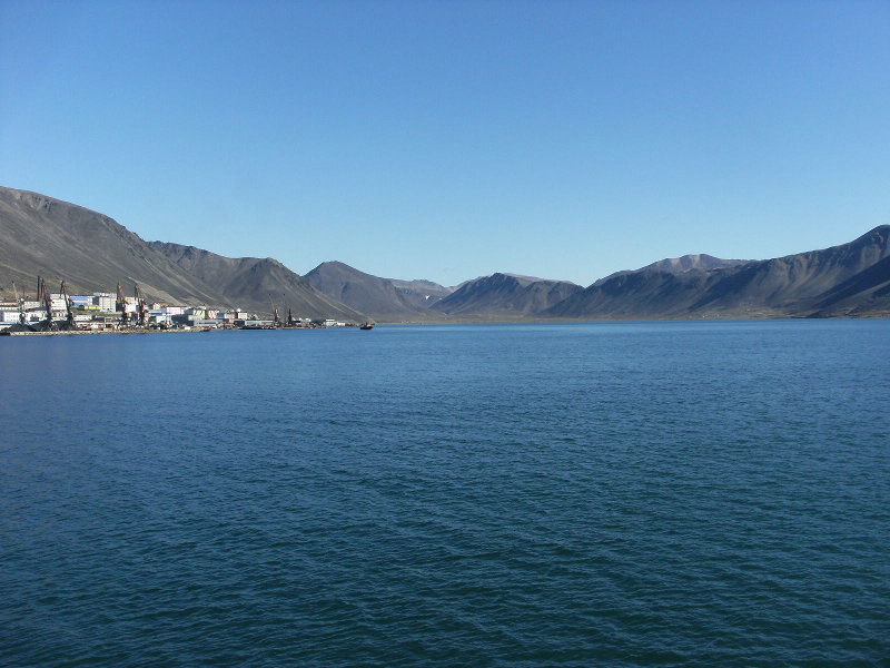 View of Provideniya, a city in the Providensky District of Chukotka Autonomous Okrug, Russia, located on Komsomolskaya Bay, across the Bering Strait from Alaska.