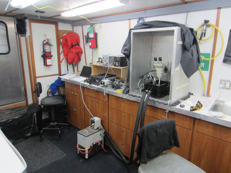 Wetlab research facility aboard the <em>R/V Pelican</em>.