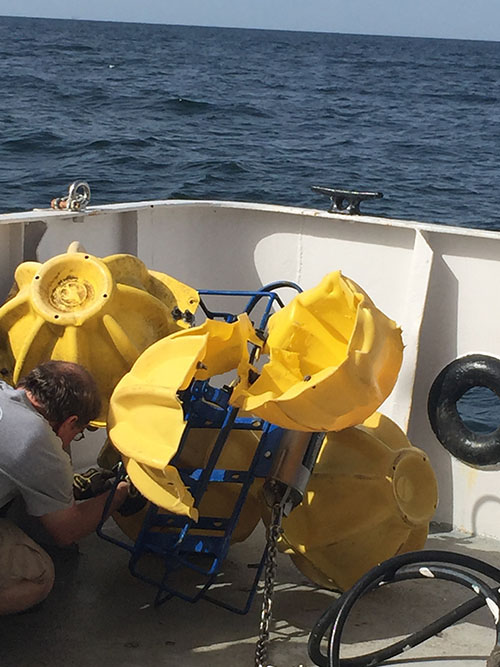 This is all that was left of the lander flotation shell after the glass float imploded.