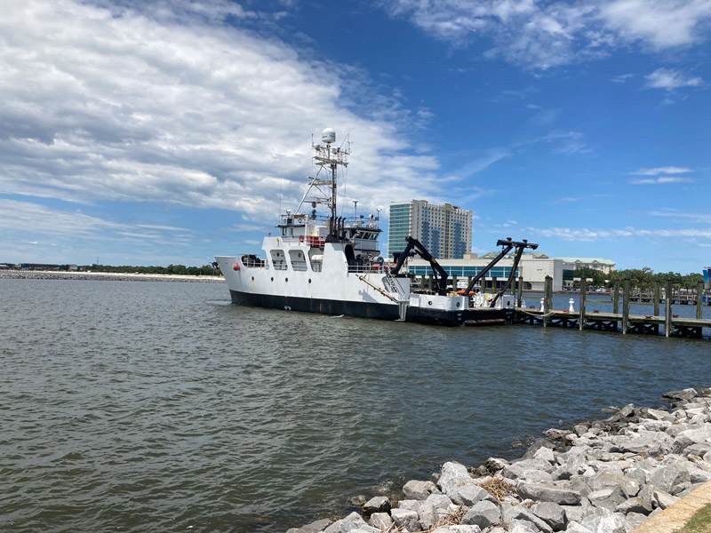 Research Vessel Point Sur in Gulfport, Mississippi, on May 1, 2022, prior to embarking on the Blue Economy Biotechnology Potential of Deepwater Habitats expedition.
