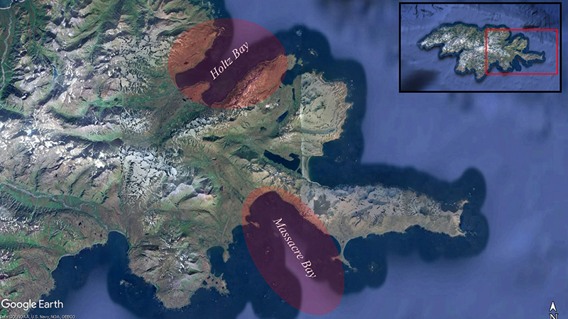 A map highlighting specific points of interest during the expedition.