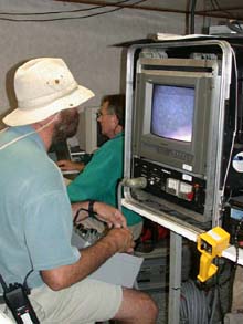 ROV pilot Lance Horn "flying" the ROV