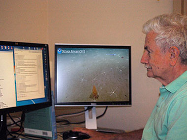 Bob Carney follows along with the expedition from his lab at Louisiana State University.