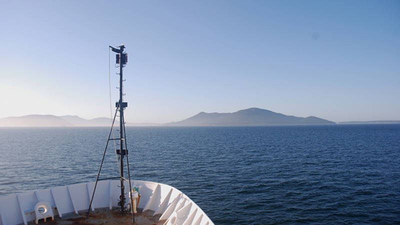 Entering the Juan de Fuca Straights as NOAA Ship Okeanos Explorer headed to Bellingham, WA for dry dock repairs.