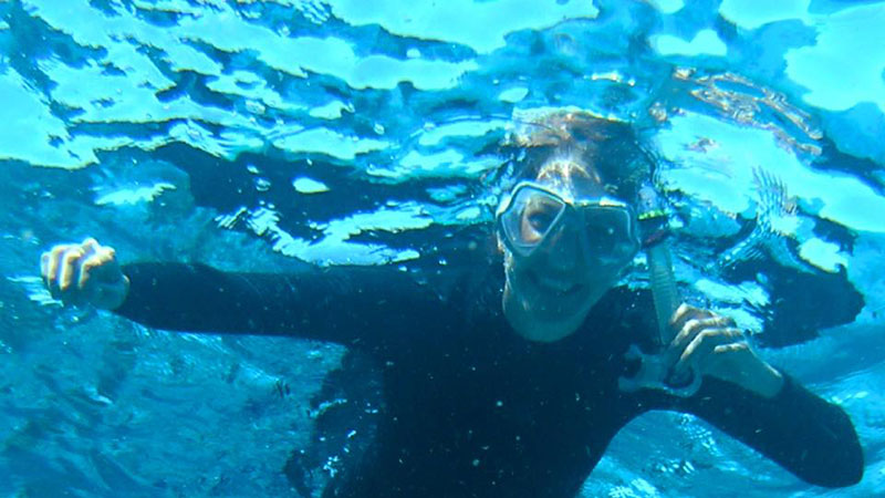 LT Abbitt posing for a picture while snorkeling in Key West. Just look at that crystal clear water! 