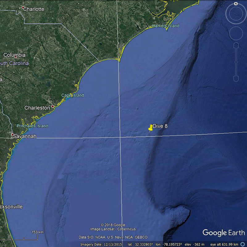 Location of NOAA Ship Okeanos Explorer on June 22, 2018.