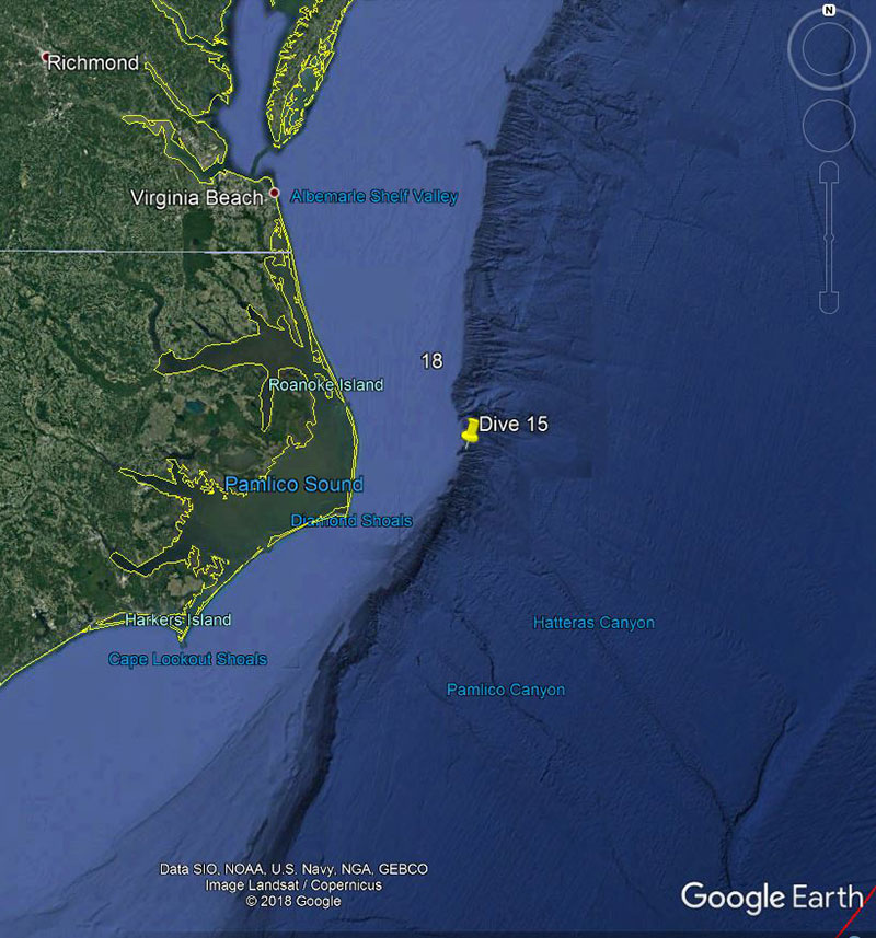 Location of NOAA Ship Okeanos Explorer on June 29, 2018.