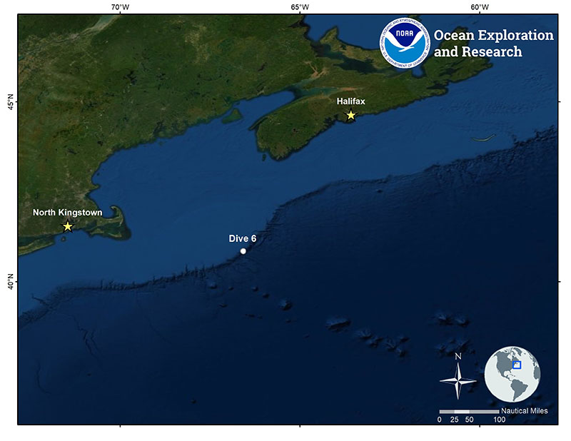 Location of dive 6 of the Deep Connections 2019 expedition on September 3, 2019.