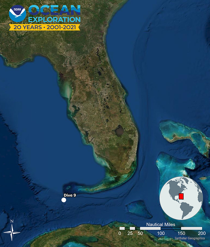 The location of Windows to the Deep 2021 Dive 09: Tortugas Scarp.