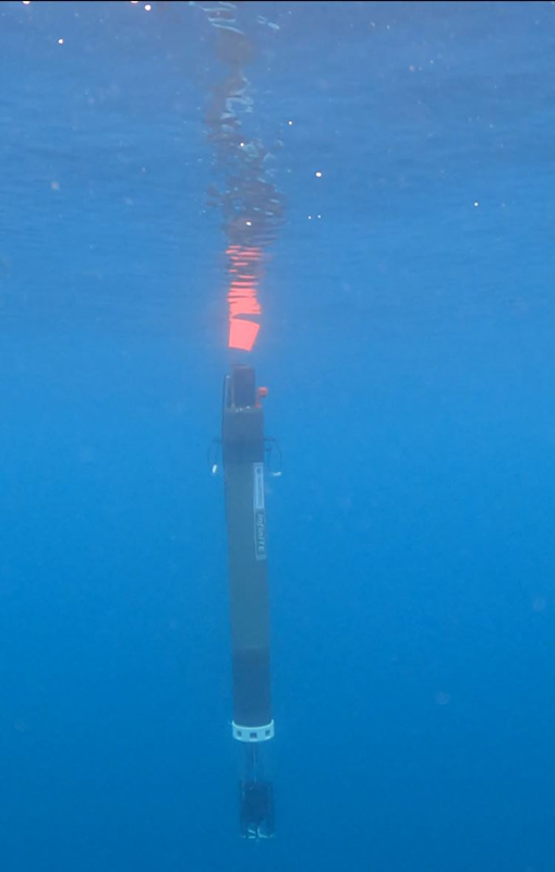 The Seatrec infiniTE&trade; float with directional acoustic sensor after deployment during the project&rsquo;s year one fieldwork.